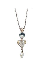 Mariana Necklace Pendant Heart Shaped in Whites, Blues & Pearl Austrian Crystals Seashell Nature Coll.
