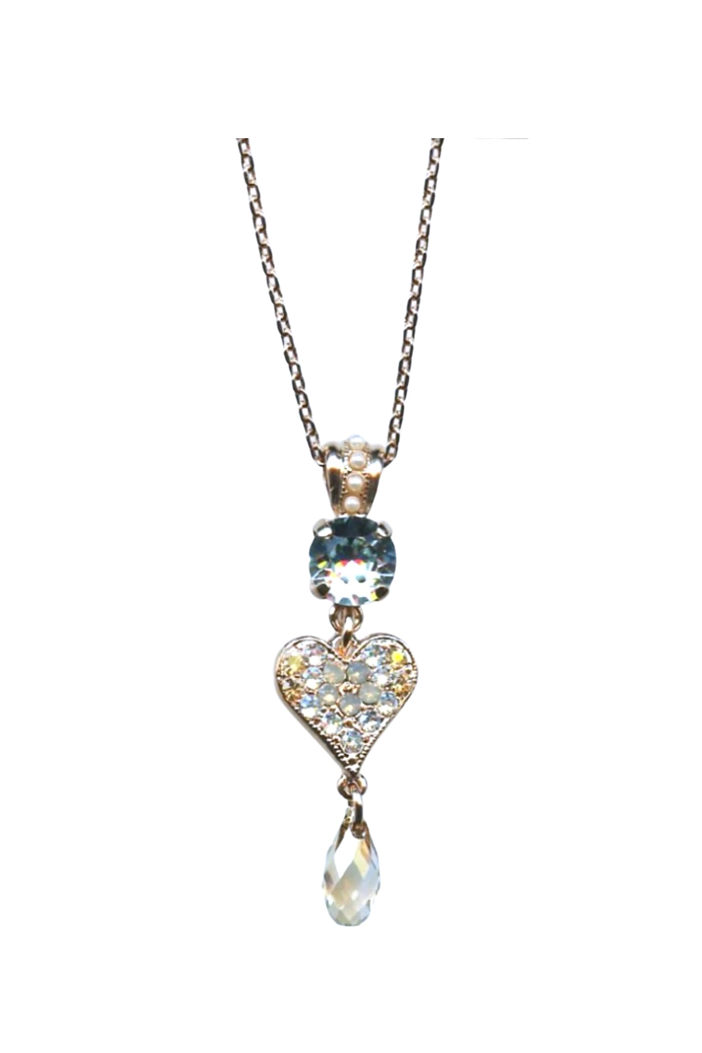 N-5322-60-39361-RG (1) Mariana Necklace Pendant Heart Shaped in Whites, Blues & Pearl Austrian Crystals Seashell Nature Coll. - Image 1