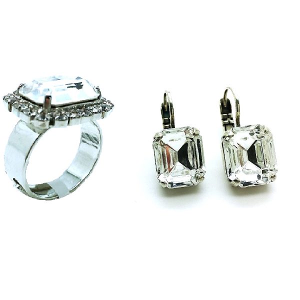 Mariana Jewelry Set Earrings & Ring Brilliant Clear Austrian Crystals My Treasures Coll.