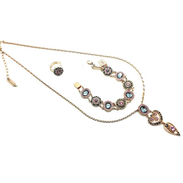 Mariana Jewelry Set Necklace, Bracelet & Ring Indian Sapphire Austrian Crystals Africa Coll.