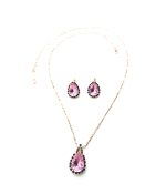 Mariana Jewelry Set Necklace & Earrings Pair Shape Lt Rose & Montana Blue Austrian Crystals My Treasures Coll.