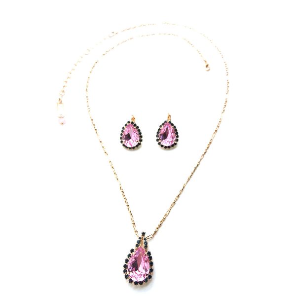 Mariana Jewelry Set Necklace & Earrings Pair Shape Lt Rose & Montana Blue Austrian Crystals My Treasures Coll.