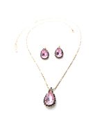 Mariana Jewelry Set Necklace & Earrings Pair Shape Lt Rose & Montana Blue Austrian Crystals My Treasures Coll. - Image 2