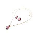 Mariana Jewelry Set Necklace & Earrings Pair Shape Lt Rose & Montana Blue Austrian Crystals My Treasures Coll. - Image 3