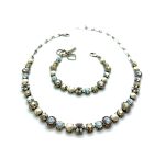 Mariana Jewelry Set Necklace, Bracelet Floral in Pearls, Clear & Topaz Austrian Crystals My Treasures Coll. - Image 2