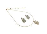 Mariana Jewelry Set Necklace & Earrings Rectangle Golden, Opal, Clear Austrian Crystals Kalahari Africa Coll.
