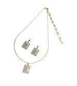 Mariana Jewelry Set Necklace & Earrings Rectangle Golden, Opal, Clear Austrian Crystals Kalahari Africa Coll. - Image 3
