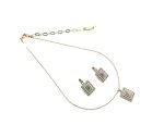 Mariana Jewelry Set Necklace & Earrings Rectangle Golden, Opal, Clear Austrian Crystals Kalahari Africa Coll. - Image 2