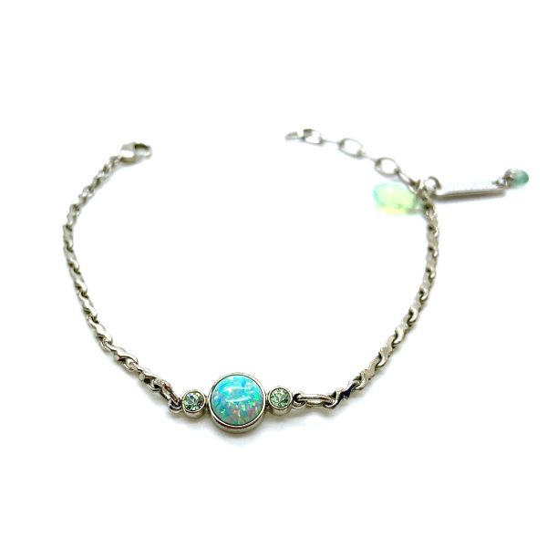 Bracelet By Mariana Woman Elegant Chrysocolla Mineral and Opal Swarovski Crystals