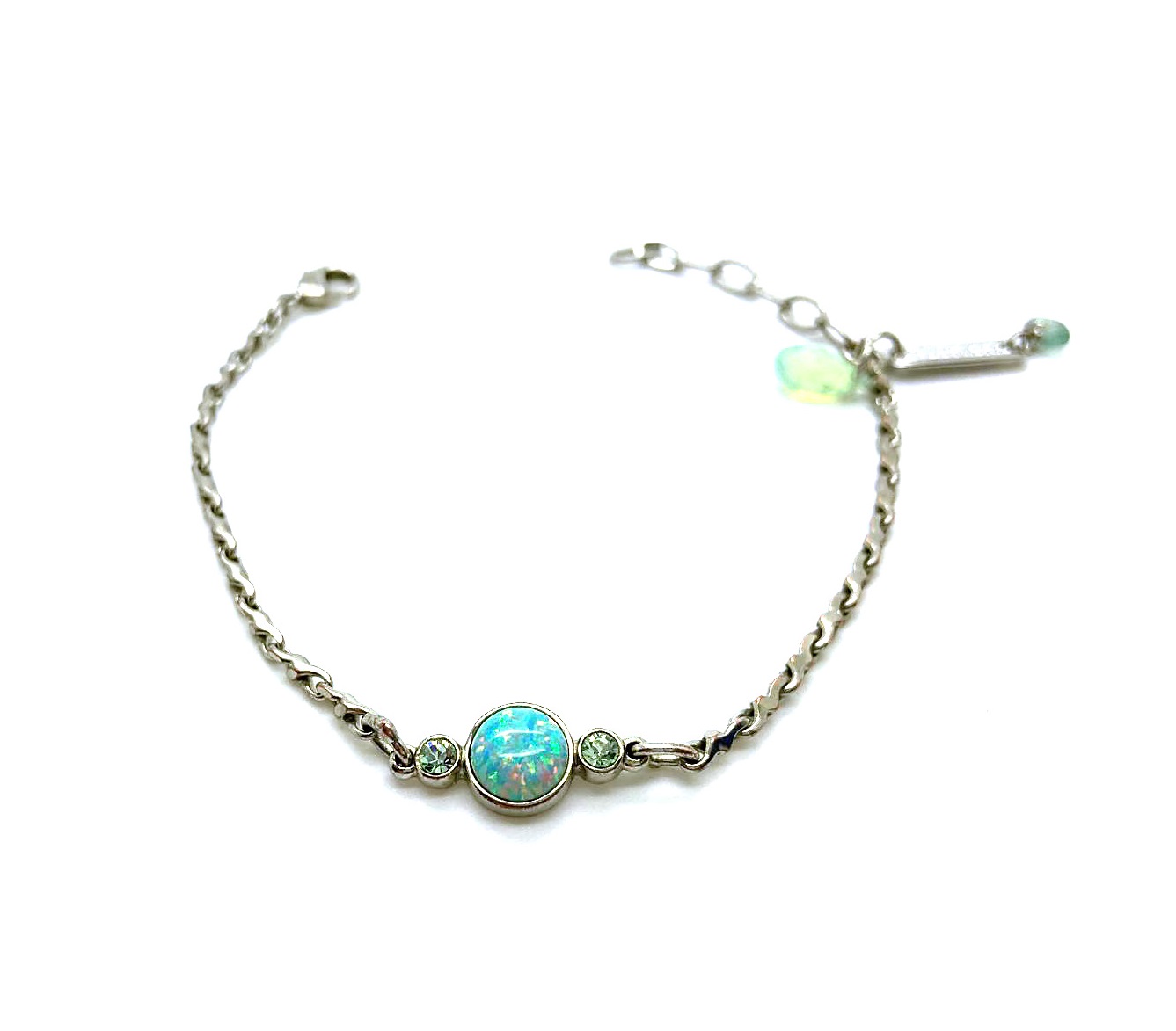 B-4062-1-M2143-SP (1) Bracelet By Mariana Woman Elegant Chrysocolla Mineral and Opal Swarovski Crystals - Image 1