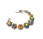 Bracelet By Mariana Woman Floral Blue Zircon and Yellow and Orange Opal Swarovski Crystals - Image 3