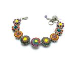Bracelet By Mariana Woman Floral Blue Zircon and Yellow and Orange Opal Swarovski Crystals