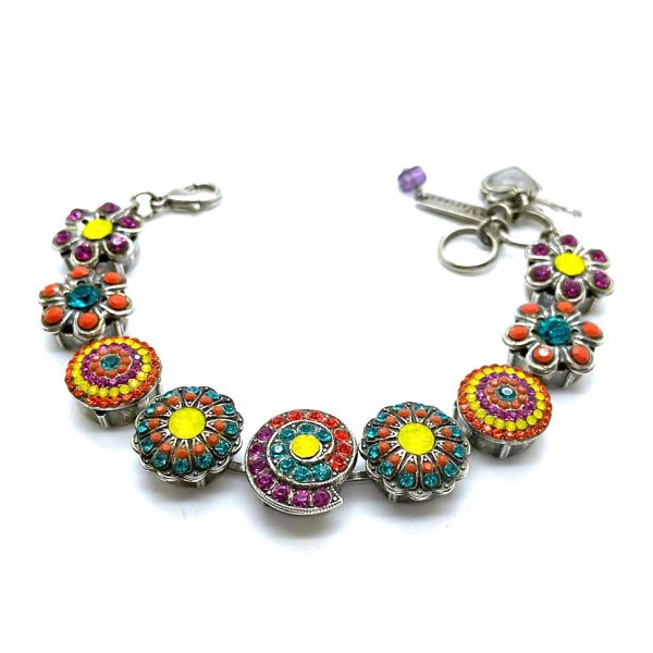Bracelet By Mariana Woman Floral Blue Zircon and Yellow and Orange Opal Swarovski Crystals