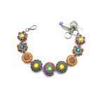 Bracelet By Mariana Woman Floral Blue Zircon and Yellow and Orange Opal Swarovski Crystals - Image 2