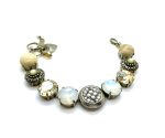 Mariana Bracelet Lustrous Riverstone Mineral, Clear & Whites Austrian Crystals Kalahari Africa Coll.