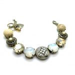 Mariana Bracelet Lustrous Riverstone Mineral, Clear & Whites Austrian Crystals Kalahari Africa Coll.