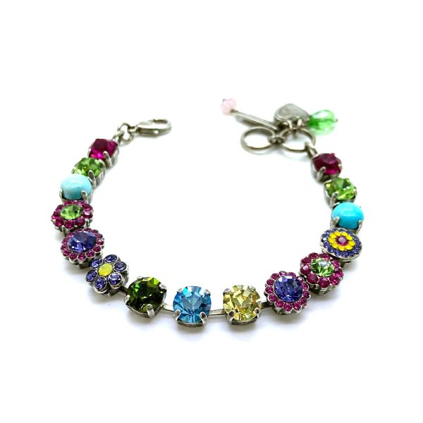 Bracelet By Mariana Woman Turquoise Mineral and Fuchsia and Aquamarine Swarovski Crystals