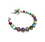 Bracelet By Mariana Woman Turquoise Mineral and Fuchsia and Aquamarine Swarovski Crystals - Image 3