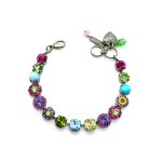 Bracelet By Mariana Woman Turquoise Mineral and Fuchsia and Aquamarine Swarovski Crystals - Image 2