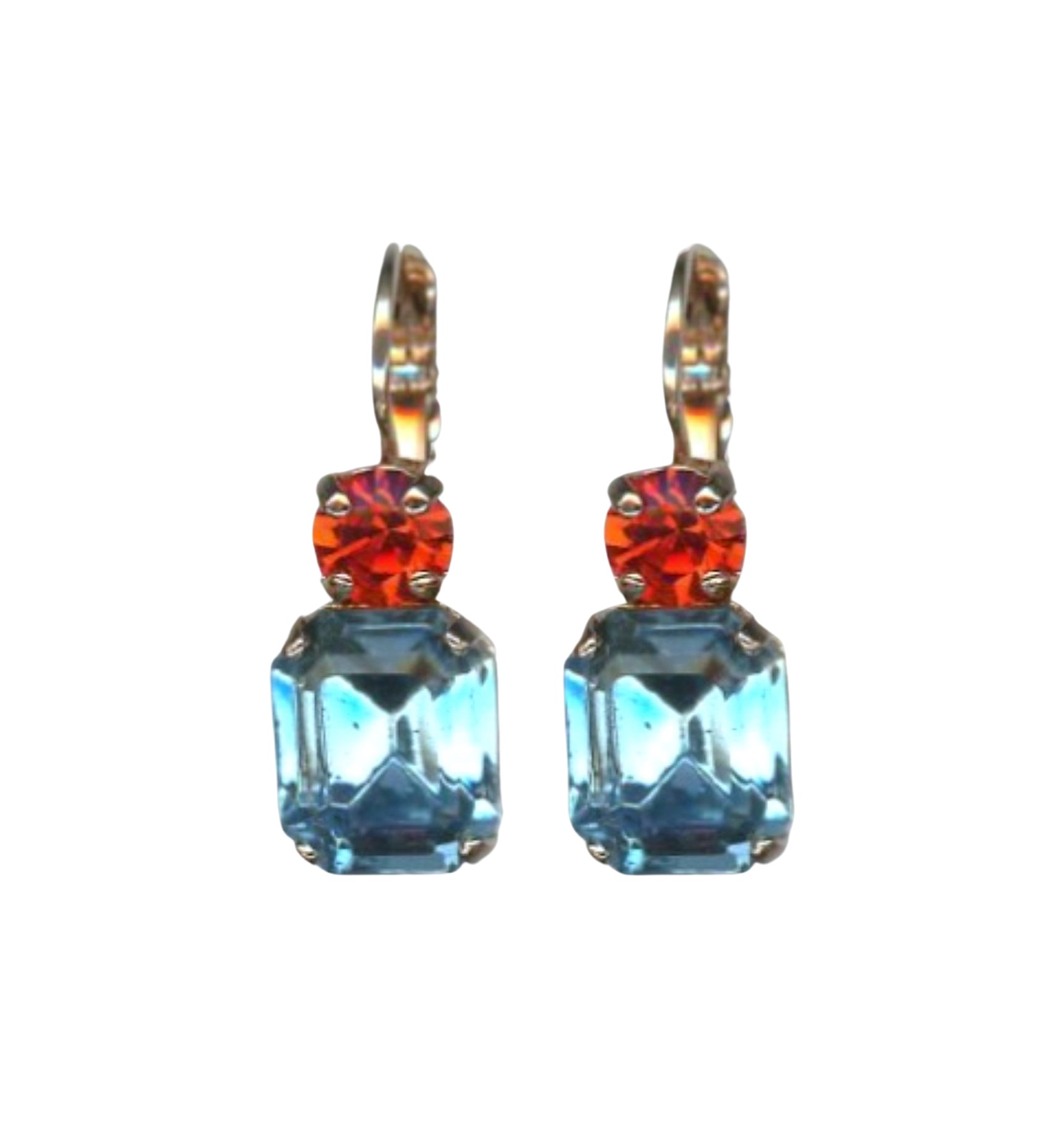 E-1014-1-1111-RG6 (1) Mariana Earrings Afterlight Mystique Coll. Gorgeous Aquamarine & Hyacinth Austrian Crystals - Image 1