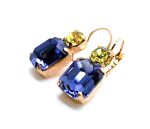 Earrings By Mariana Woman Timeless Tanzanite and Chrysolite Swarovski Crystals - Image 2