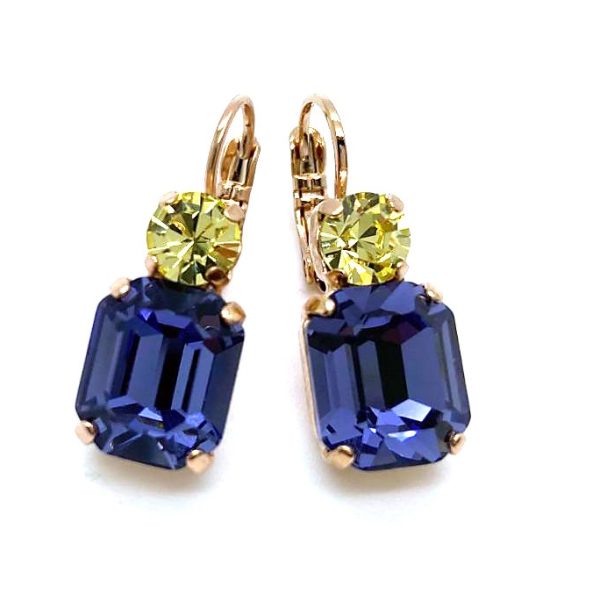 Earrings By Mariana Woman Timeless Tanzanite and Chrysolite Swarovski Crystals