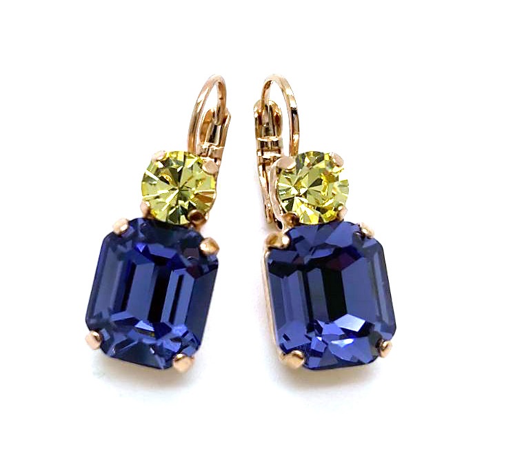 E-1014-1-1117-RG6 (3) Earrings By Mariana Woman Timeless Tanzanite and Chrysolite Swarovski Crystals - Image 1
