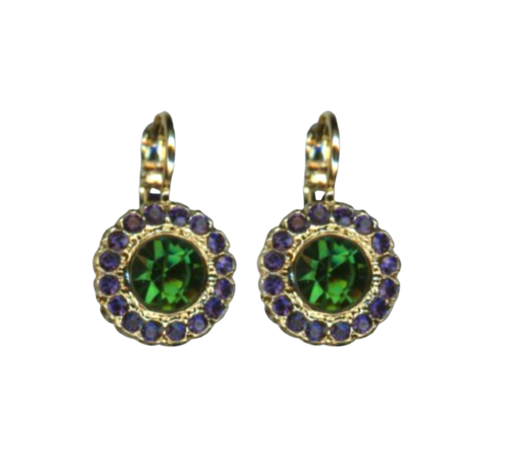 E-1014-3-1116-YG6 (1) Mariana Earrings Gorgeous Purple Velvet & Gr Tourmaline Austrian Crystals Holiday Lights Mystique Winter 2019 Coll. - Image 1