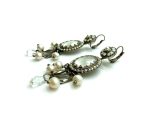 Mariana Earrings Alluring Mother of Stimulated Pearl Mineral, Pearl & Whites Austrian Crystals SeaShell Nature Coll. - Image 2