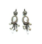 Mariana Earrings Alluring Mother of Stimulated Pearl Mineral, Pearl & Whites Austrian Crystals SeaShell Nature Coll.