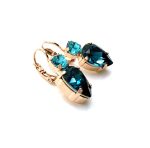 Earrings By Mariana Woman Elegant Indicolite and Lt Turquoise Swarovski Crystals - Image 3