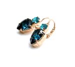 Earrings By Mariana Woman Elegant Indicolite and Lt Turquoise Swarovski Crystals - Image 2