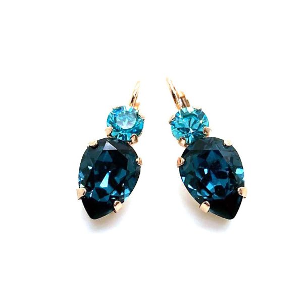 Earrings By Mariana Woman Elegant Indicolite and Lt Turquoise Swarovski Crystals