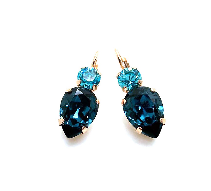 E-1030-6-1114-RG6 (3) Earrings By Mariana Woman Elegant Indicolite and Lt Turquoise Swarovski Crystals - Image 1
