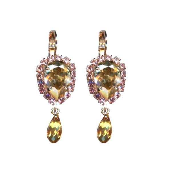 Mariana Earrings Exquisite Golden Shadow & Lt Rose Austrian Crystals Twilight Mystique Winter 2019 Coll.