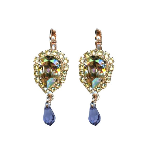 Mariana Earrings Elegant Dangling AB. Jonquil & Tanzanite Austrian Crystals Fairyland Mystique Winter 2019 Coll.