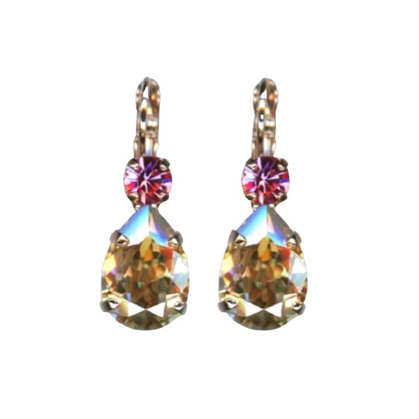 Mariana Earrings Pear Shaped Golden Shadow & Indian Pink Austrian Crystals Twilight Mystique Winter 2019 Coll.