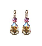 Mariana Earrings Pear Shaped Golden Shadow & Indian Pink Austrian Crystals Twilight Mystique Winter 2019 Coll. - Image 2