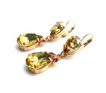 Mariana Earrings Dangling Golden Shadow, Lt Smoked Topaz & Rose Austrian Crystals Twilight Mystique Coll. - Image 3