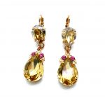 Mariana Earrings Dangling Golden Shadow, Lt Smoked Topaz & Rose Austrian Crystals Twilight Mystique Coll.