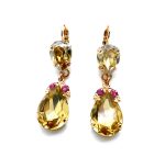Mariana Earrings Dangling Golden Shadow, Lt Smoked Topaz & Rose Austrian Crystals Twilight Mystique Coll.