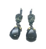 Mariana Earrings Soulful Dangling Blacks & Dorado Austrian Crystals Courage Inspiration Coll.