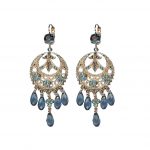 Mariana Earrings Boho Chic in Indicolite, Lt Turq & Lavender Austrian Crystals Nightfall Mystique Coll.