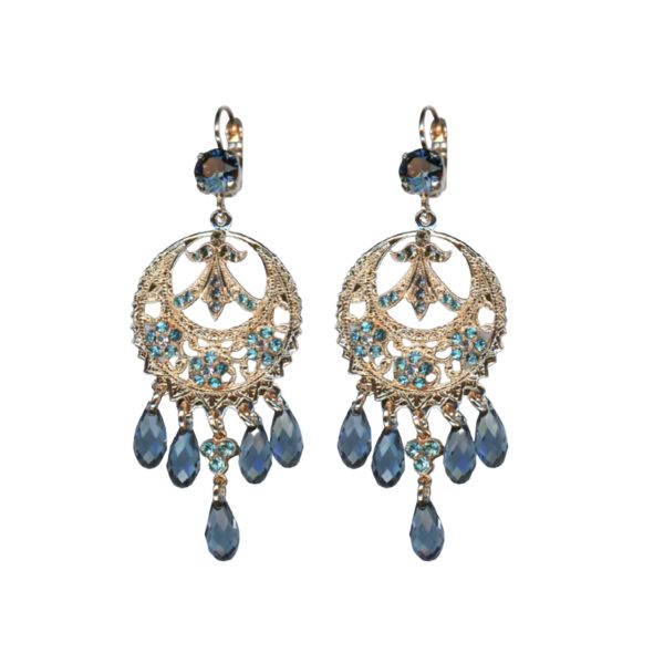 Mariana Earrings Boho Chic in Indicolite, Lt Turq & Lavender Austrian Crystals Nightfall Mystique Coll.