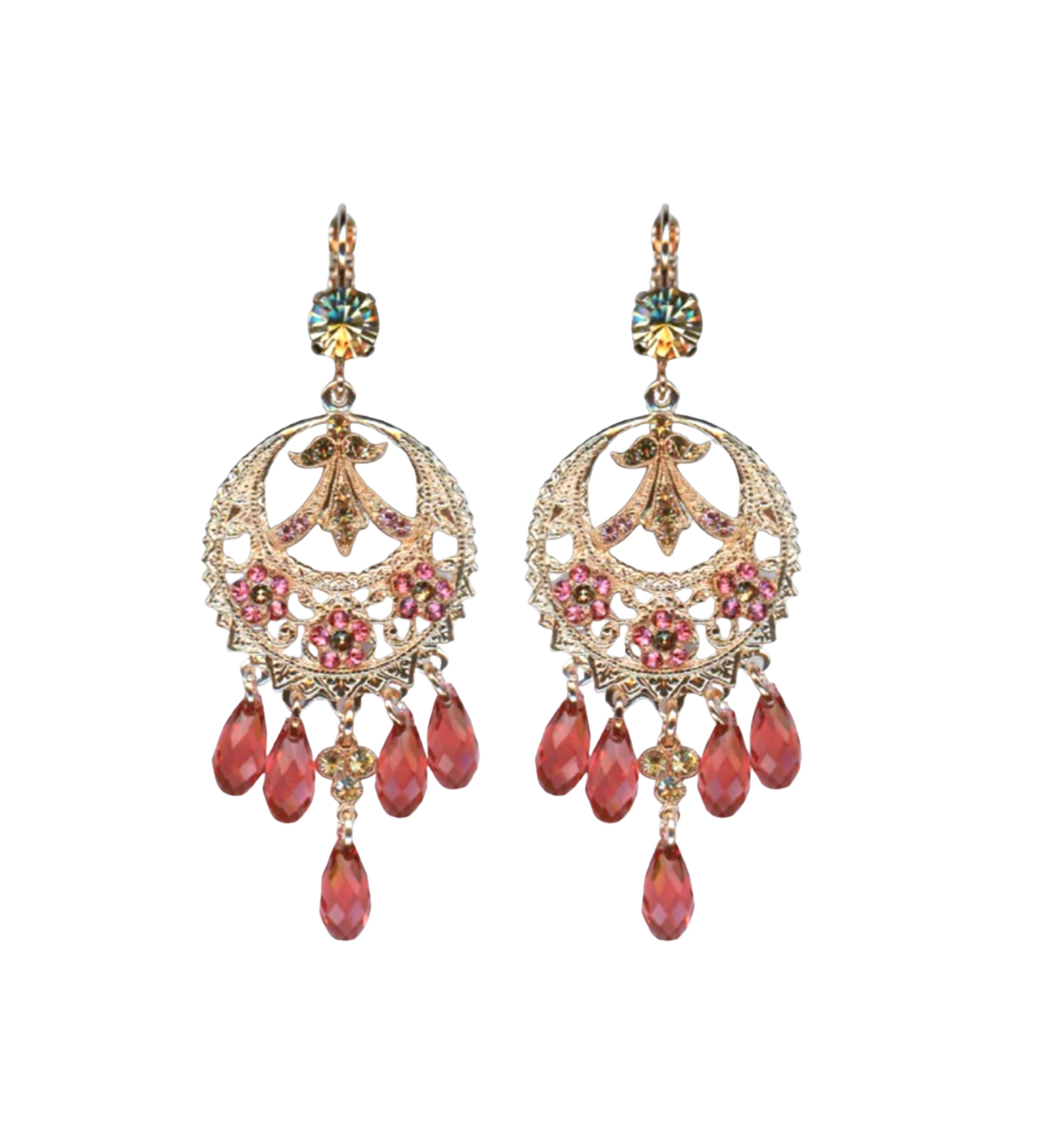 E-1043-1-1115-RG6 (1) Mariana Earrings Boho Chic in Rose & Golden Shadow Austrian Crystals Twilight Mystique Winter 2019 Coll. - Image 1