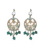 Mariana Earrings Fab White Shell & Turq Mineral w/ Blue Zircon Austrian Crystals New Moon Mystique Winter 2019 Coll.