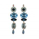 Earrings By Mariana Mystique Coll. Multi Tier Dangling Blues Swarovski Crystals