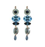 Earrings By Mariana Mystique Coll. Multi Tier Dangling Blues Swarovski Crystals - Image 3