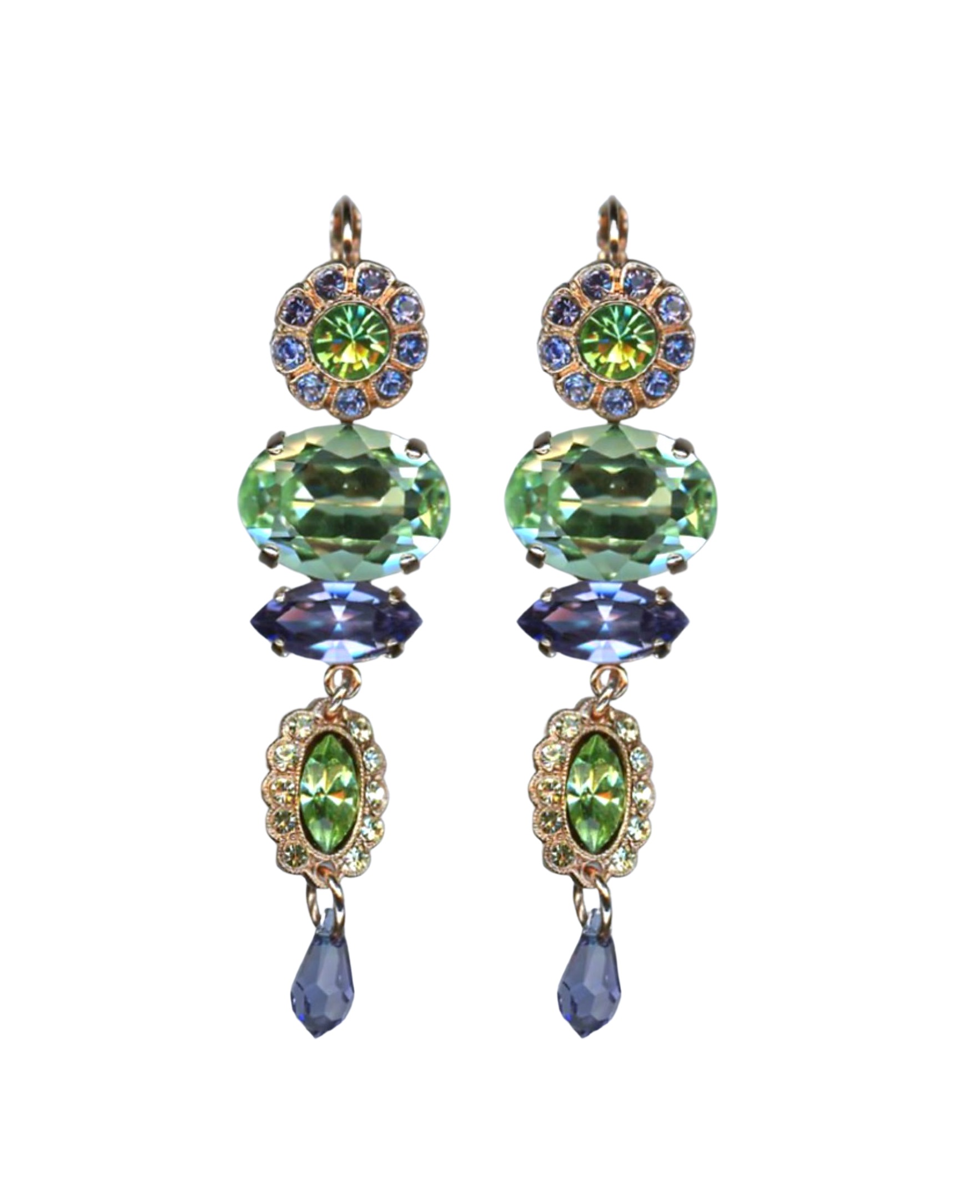 E-1076-1117-RG6 (1) Mariana Earrings Exquisite Purples, Greens & Clear Austrian Crystals Fairyland Mystique Winter 2019 Coll. - Image 1