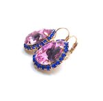 Mariana Earrings Elegant Pair Shape Light Rose & Sapphire Austrian Crystals My Treasures Coll. - Image 2